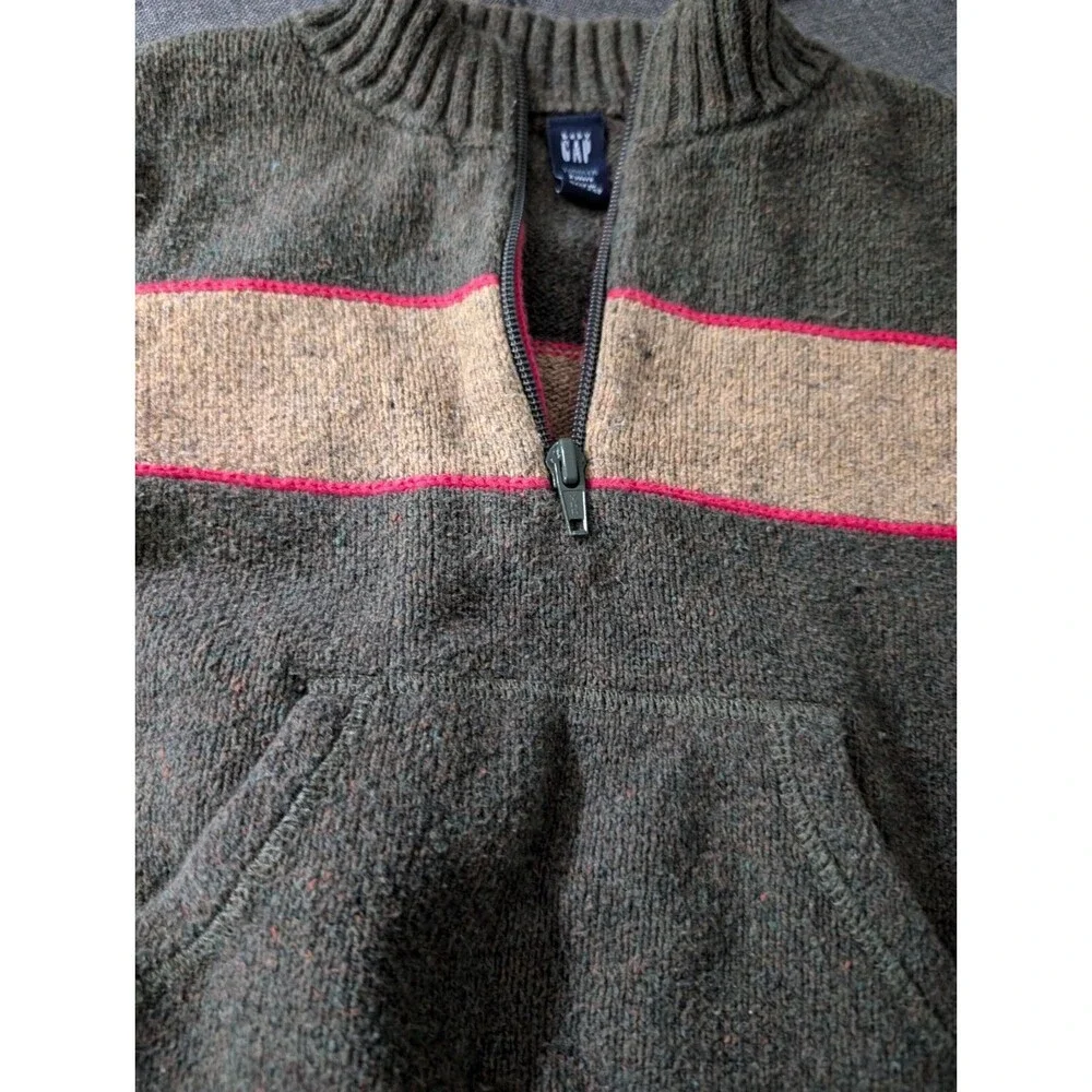 GAP Toddler Half Zip Sweater Wool Blend Olive Green Size 3T Toddler